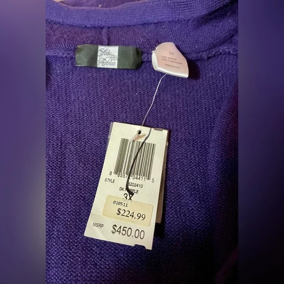 🪻NWT Saks Fifth Avenue Deep Purple Women's Cardigan 🪻 - Picture 4 of 7